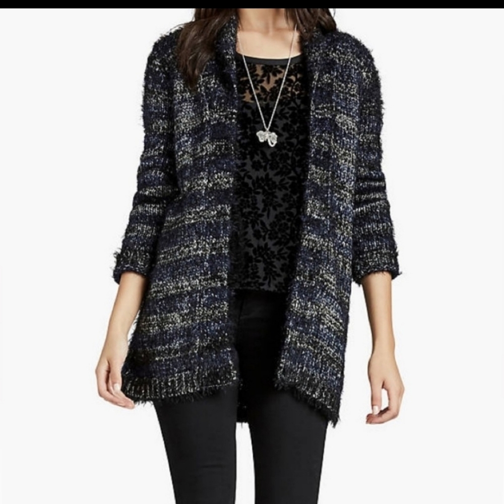 Lucky Brand  Shine Stripe open front cardigan sweater.  Size M